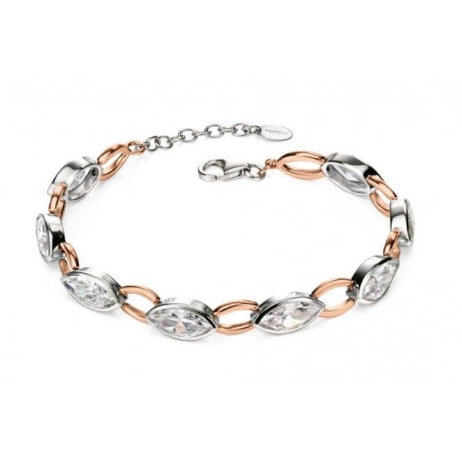 Rose Gold Plated Clear Cubic Zirconia Marq Bracelet B4719CFiorelli SilverB4719C