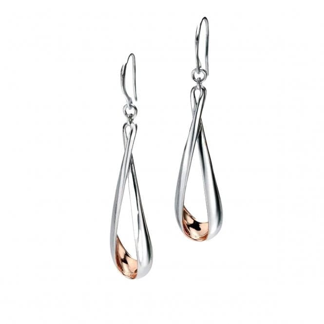 Rose Gold Plated Folded Detail Earrings E5087Fiorelli SilverE5087