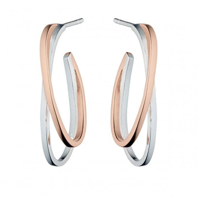 Rose Gold Plated Modernist Double Hoop Earrings E5194Fiorelli SilverE5194