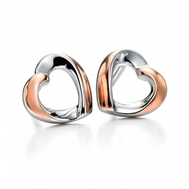 Rose Gold Plated Ribbon Heart Earrings E5086Fiorelli SilverE5086