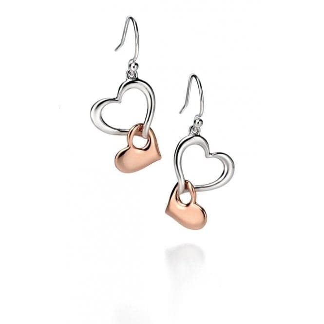 Rose Gold Plated & Silver Multi Hearts Earrings E4861Fiorelli SilverE4861