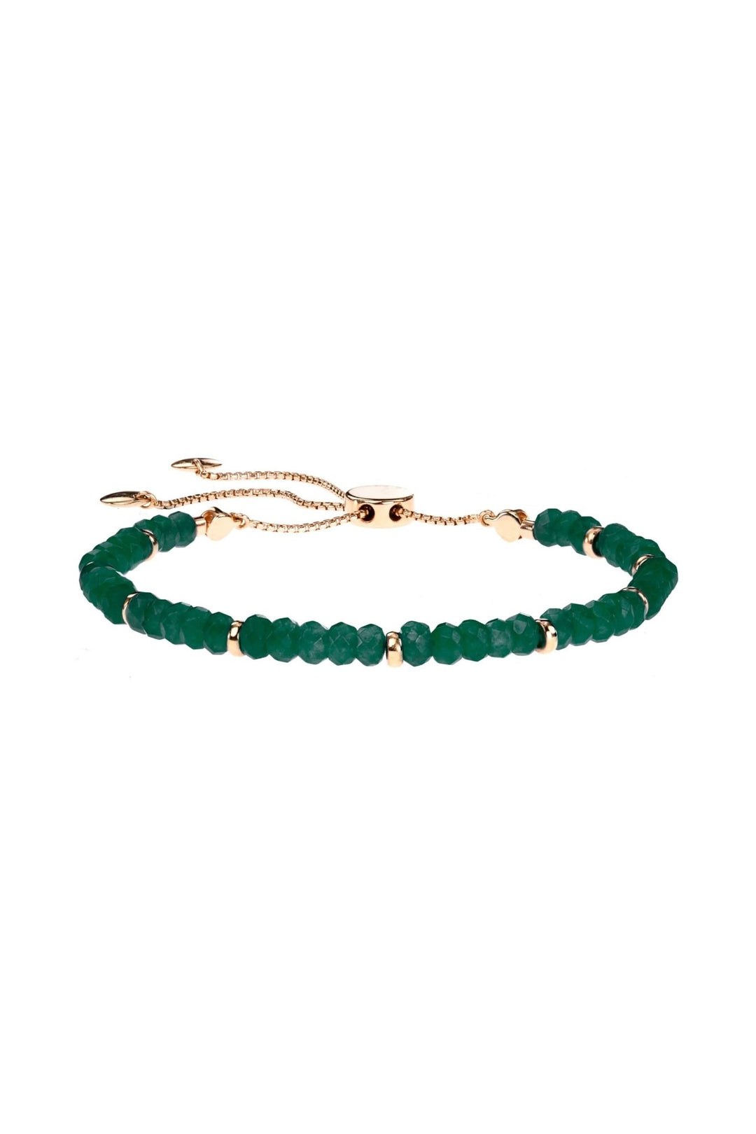 Rose Gold Plated Sterling Silver Green Quartz Bead Friendship BraceletThe Fine CollectiveBA0074319