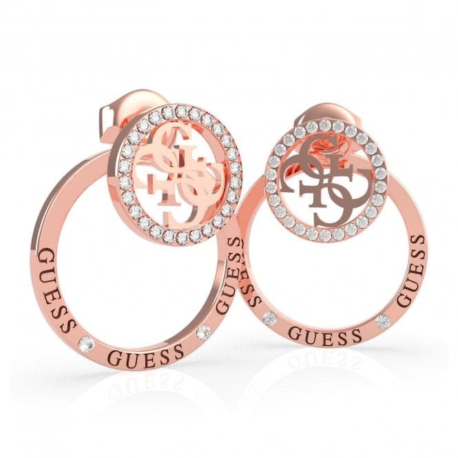 Rose Gold Plated Swarovski Crystal Circles Pave Stud Earrings UBE79096Guess JewelleryUBE79096