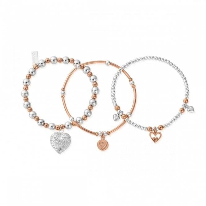 Rose Gold & Silver Compassion Set Of 3 Love MBSTA3LOVEChloBoMBSTA3LOVE