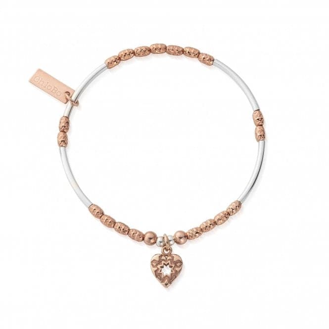 Rose Gold & Silver Star Heart Bracelet MBMNSR4021ChloBoMBMNSR4021