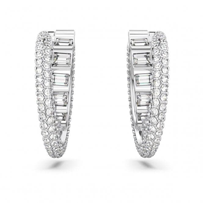 Rota Rhodium Plated White Double Hoop Earrings 5623483Swarovski5623483