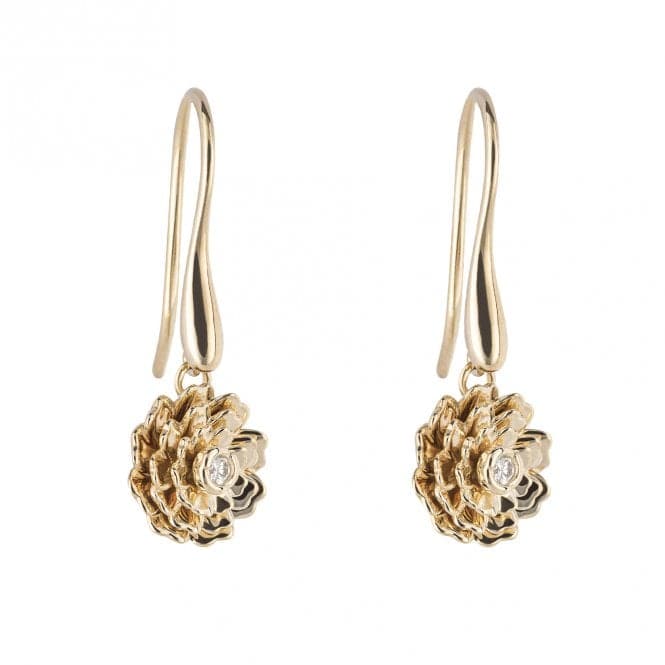 Rotating Peony Flower Drop Diamond Yellow Gold Earrings GE2423Elements GoldGE2423