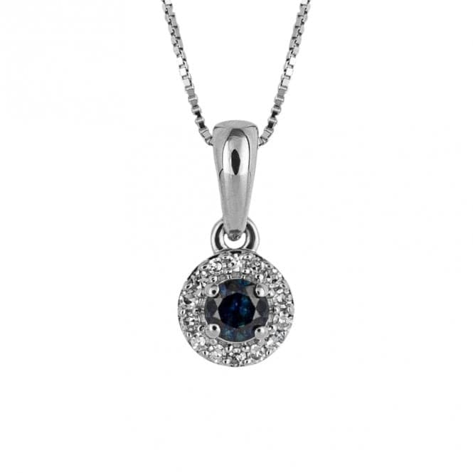 Round Blue Sapphire Diamond Surround White Gold Pendant GP2298LElements GoldGP2298L