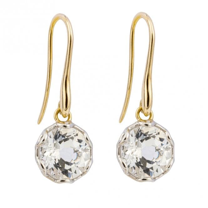 Round White Topaz 9ct Gold Drop Earrings GE1021CElements GoldGE1021C