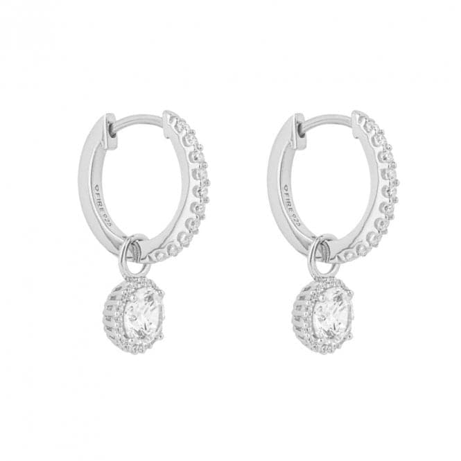 Round Zirconia Assembled Pave Detail Hoop Earrings E6198DiamonfireE6198