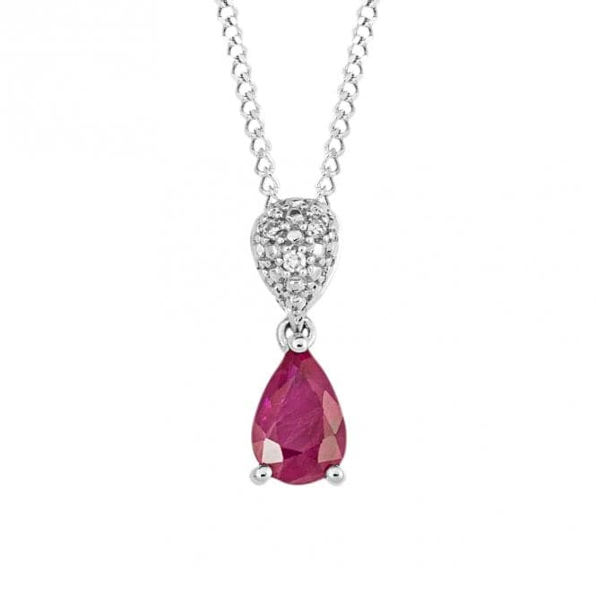 Ruby and Diamond White Gold Droplet Pendant GP2303RElements GoldGP2303R