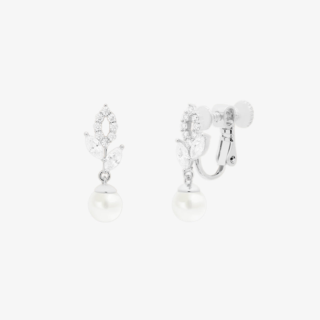 Laurel pearl drop clip on earrings-5