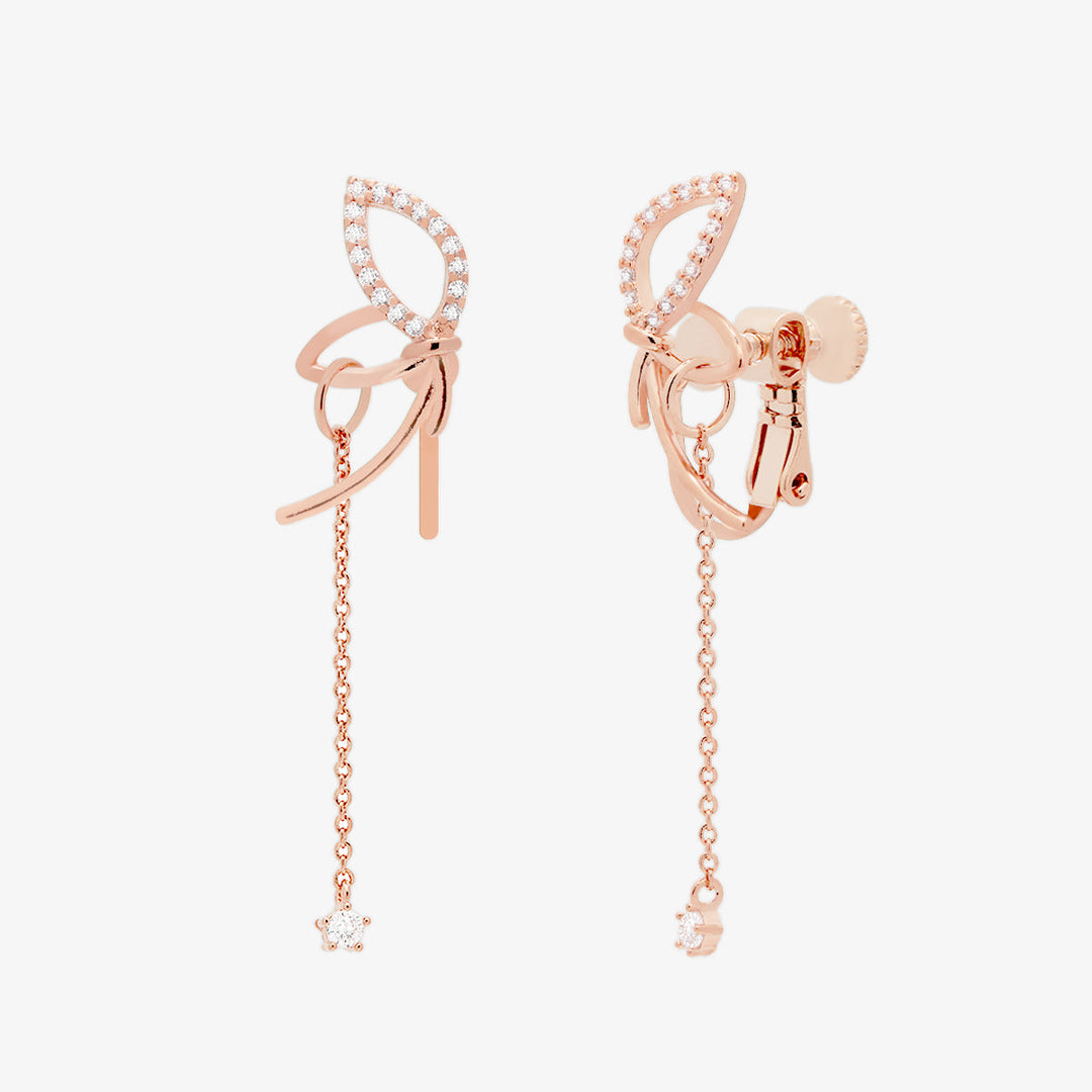 Angled knot drop clip on earrings-6