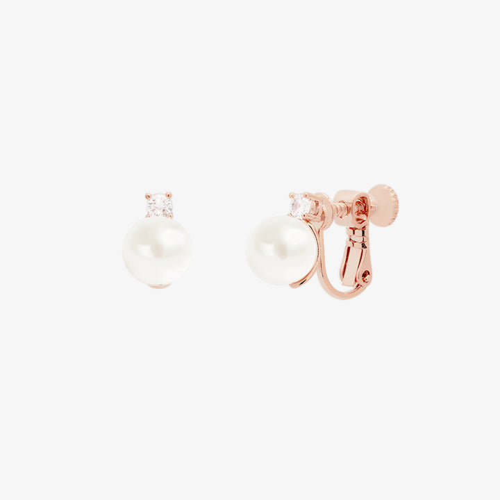 Cubic Pearl Clip On Earrings-6