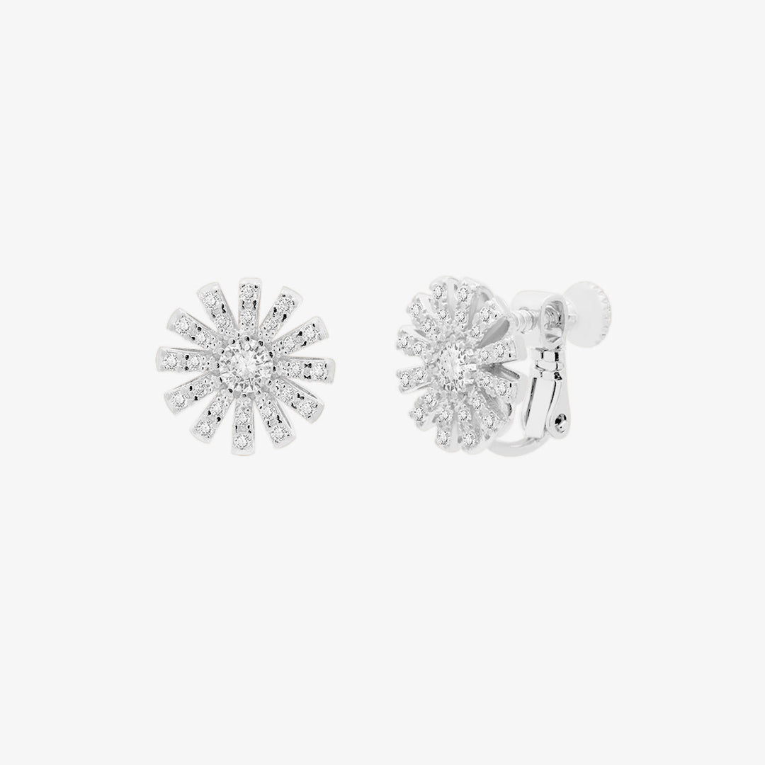 Daisy Cubic Clip on Earrings-5