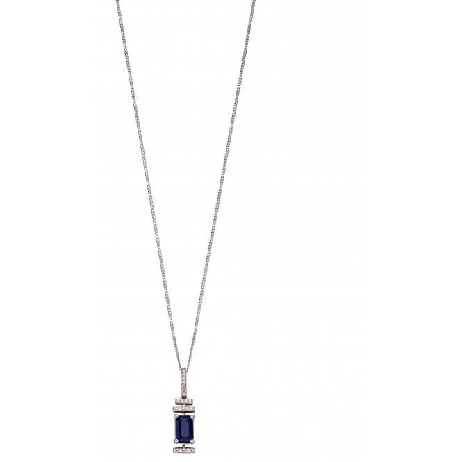 Sapphire White Gold Baguette Diamond Deco Pendant GP2184LElements GoldGP2184L