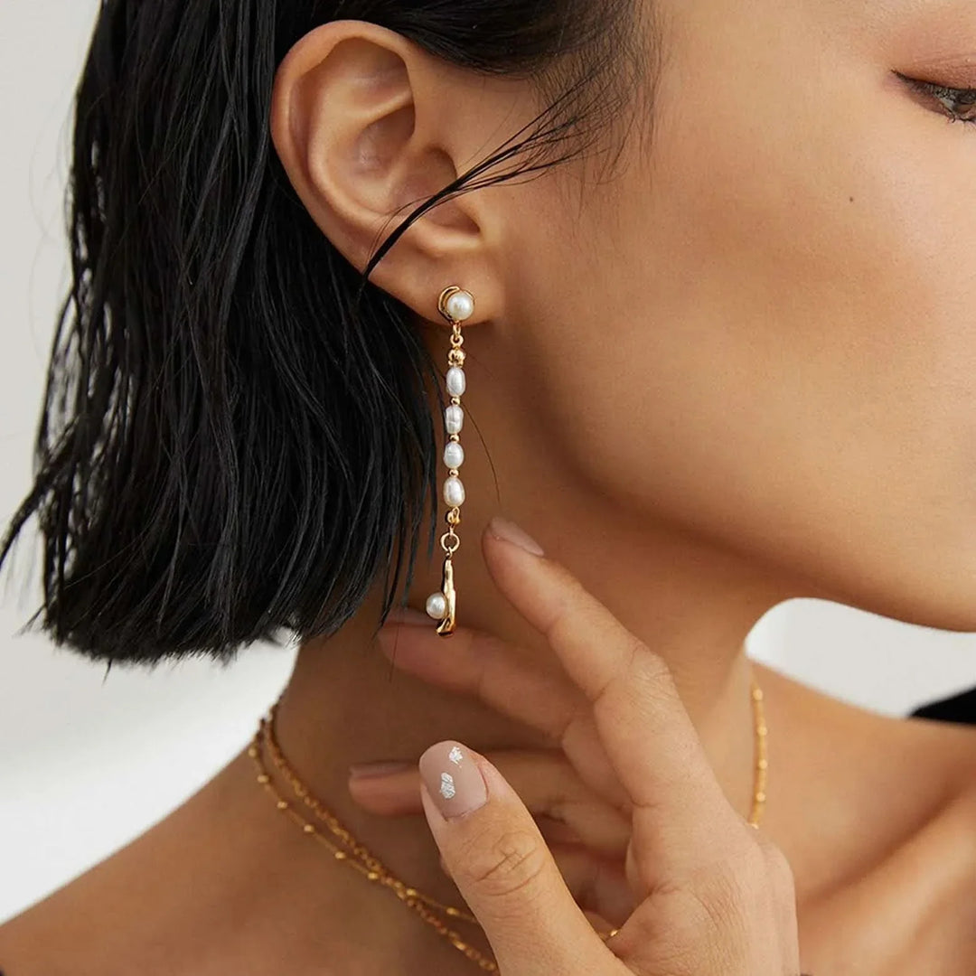 Seeds Bead Pearl Dangle Earrings