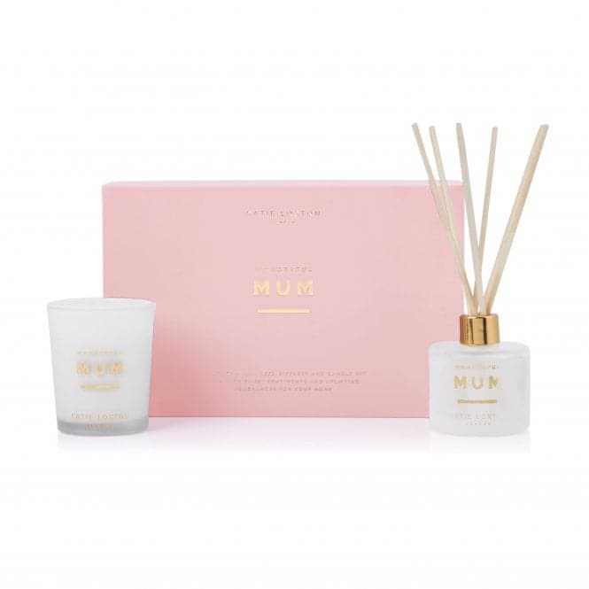 Sentiment Mini Fragrance Set Wonderful Mum White Orchid and Soft Cotton Candle KLC191Katie LoxtonKLC191