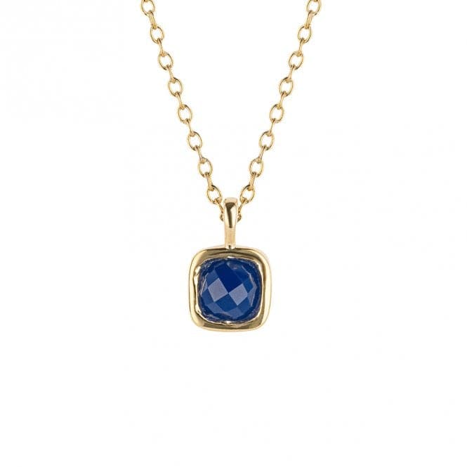 September Birthstone Blue Chalcedony Gold Plated Silver Necklace N4514D for DiamondN4514