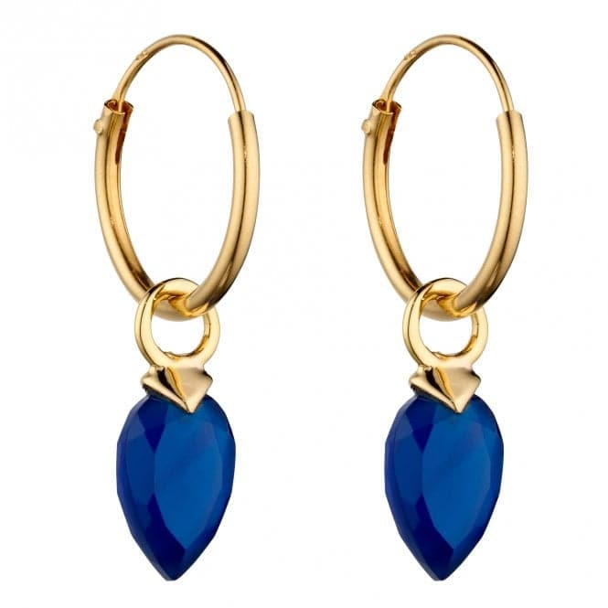 September Yellow Gold Plated Birthstone Chalcedony Stone Hoop Charm Earring Y2669BeginningsY2669