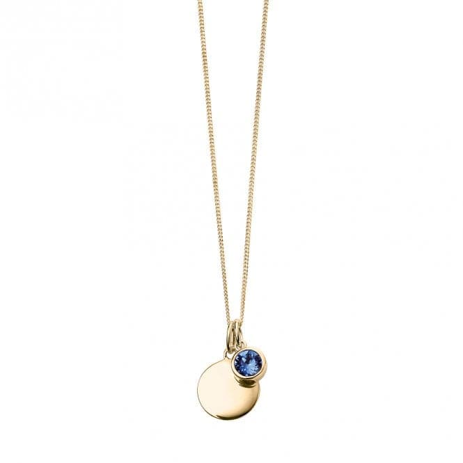 September Yellow Gold Plated Birthstone Engravable Disc Swarovski Necklace P5016BeginningsP5016