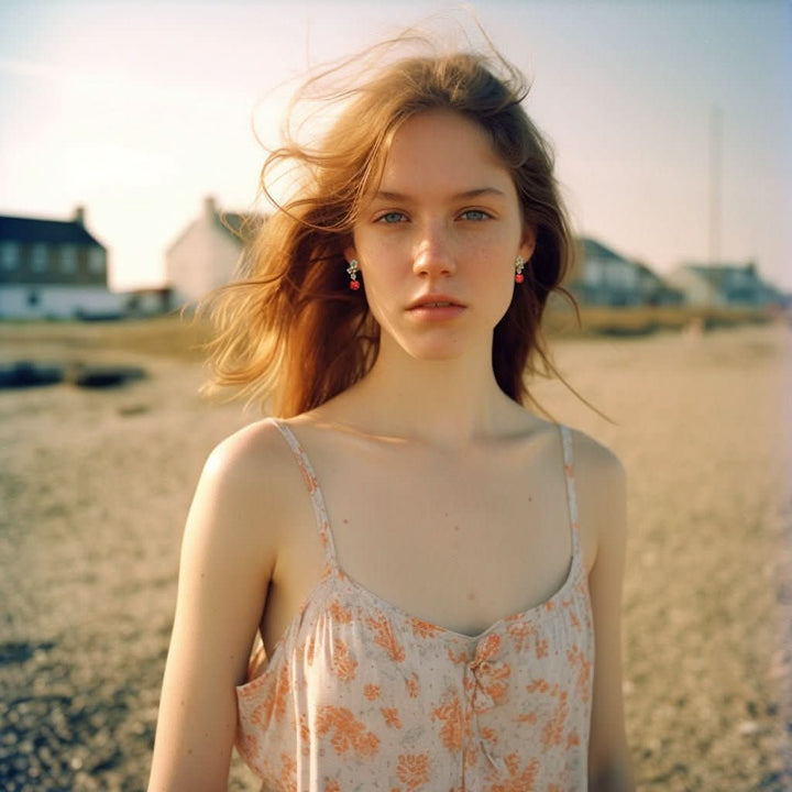 Gold Vermeil Pink Rose Shell Stud Earrings