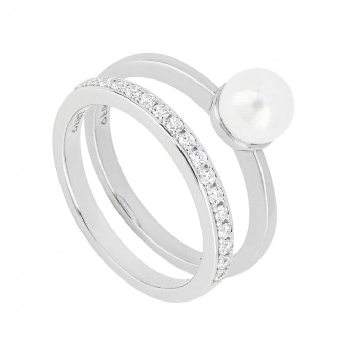 Shell Pearl and Zirconia Eternity Stacking RingDiamonfireR3815 16