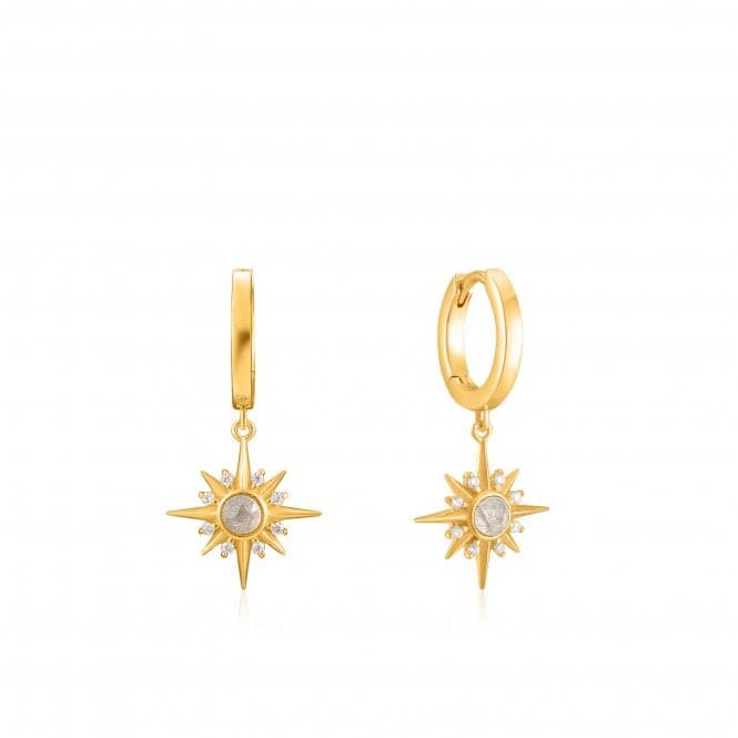 Shiny Gold Midnight Star Huggie Hoop Earrings E026 - 04GAnia HaieE026 - 04G