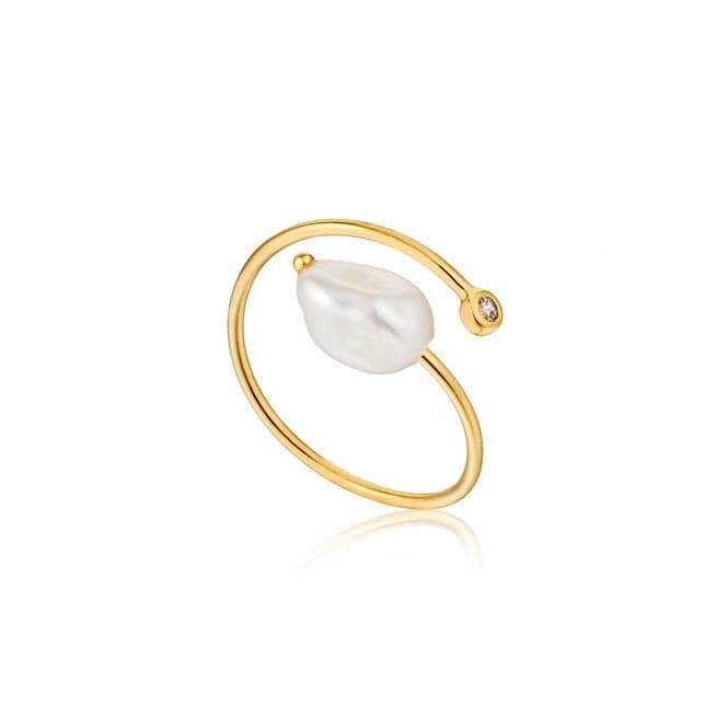 Shiny Gold Pearl Twist Adjustable Ring R019 - 01GAnia HaieR019 - 01G