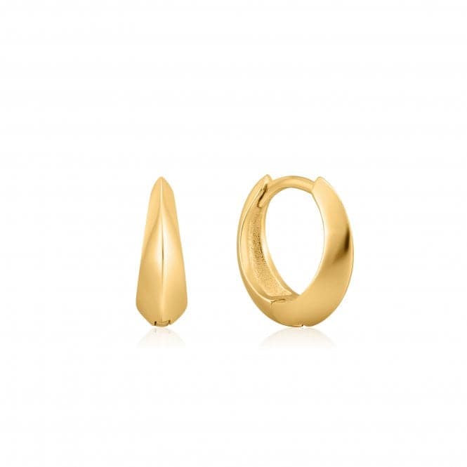 Shiny Gold Single Spike Huggie Hoop Earrings E025 - 05GAnia HaieE025 - 05G