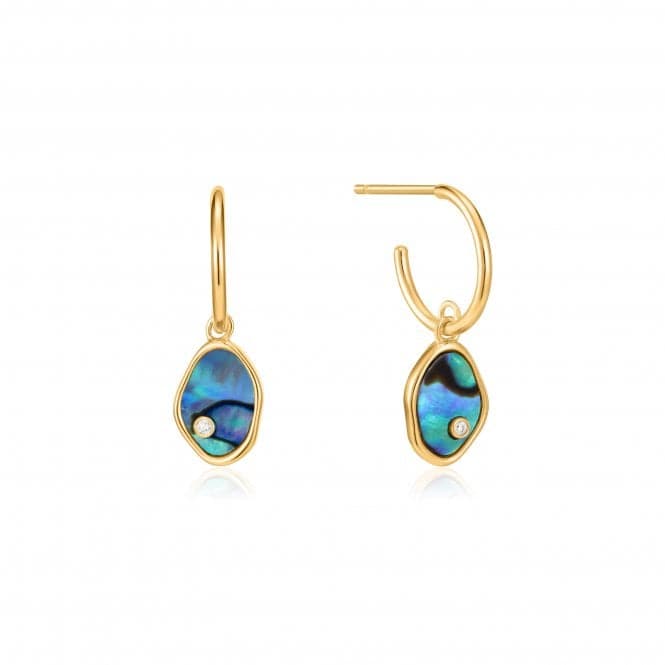 Shiny Gold Tidal Abalone Mini Hoop Earrings E027 - 01GAnia HaieE027 - 01G