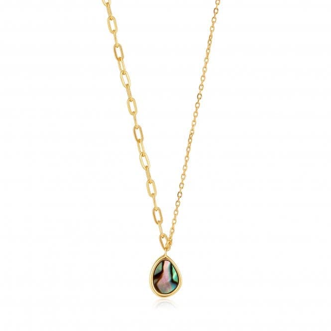 Shiny Gold Tidal Abalone Mixed Link Necklace N027 - 02GAnia HaieN027 - 02G