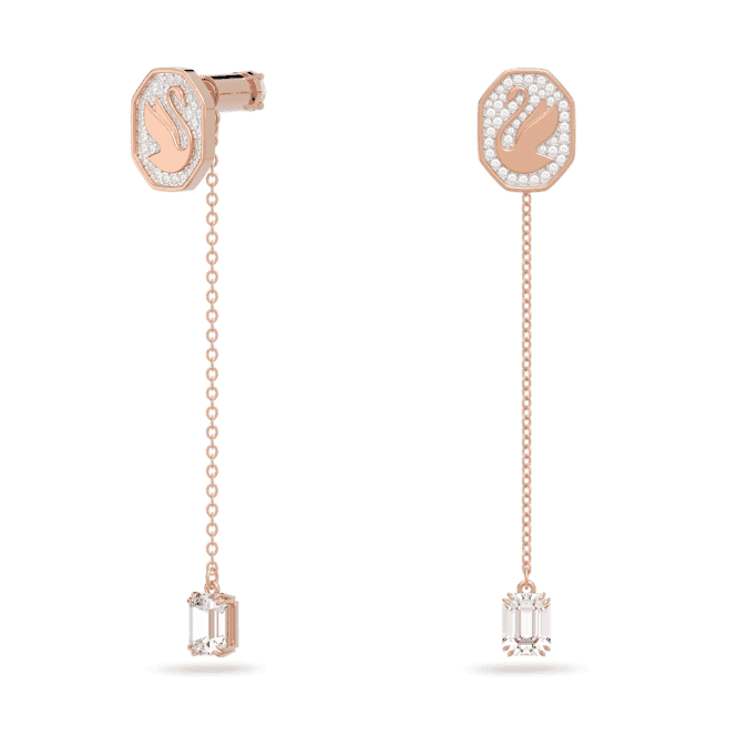 Signum Drop Swan White Rose Gold - tone Plated Earrings 5628569Swarovski5628569