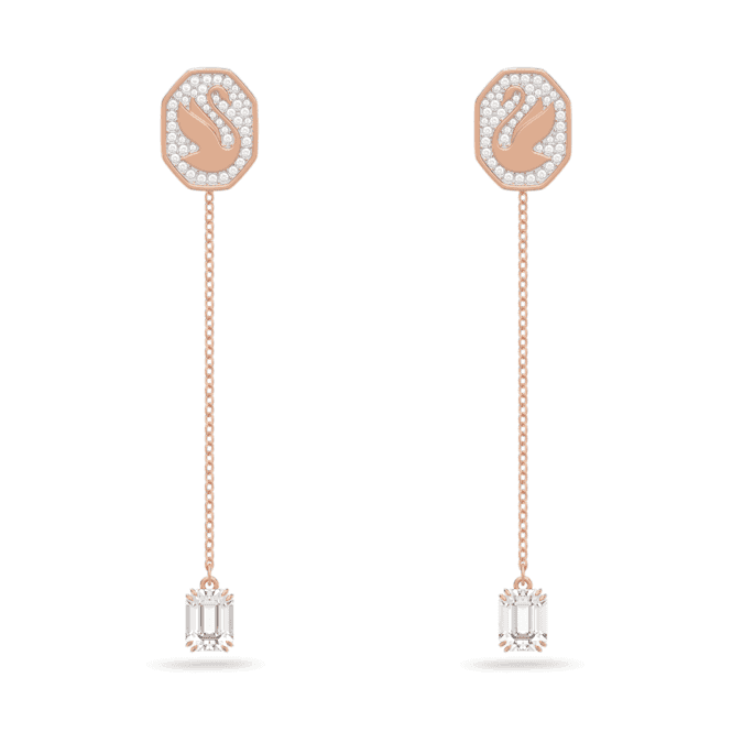 Signum Drop Swan White Rose Gold - tone Plated Earrings 5628569Swarovski5628569
