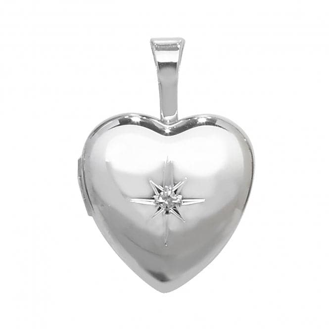 Silver 0.01Ct Diamond Set Heart Shaped Locket G6909DAcotis Silver JewelleryTH - G6909D