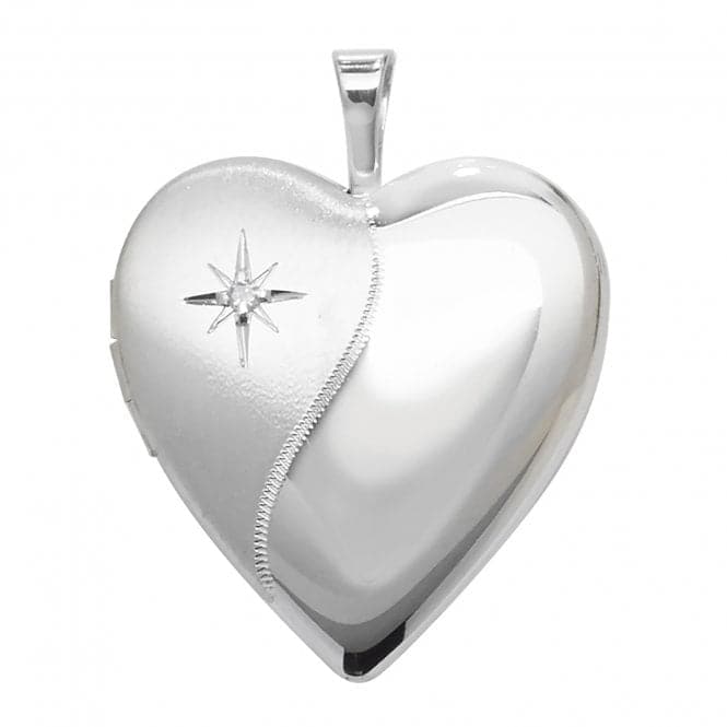 Silver 0.01Ct Diamond Set Heart Shaped Locket G6910DAcotis Silver JewelleryTH - G6910D