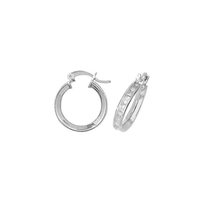 Silver 12mm Zirconia Hoop Earrings G5897Acotis Silver JewelleryTH - G5897