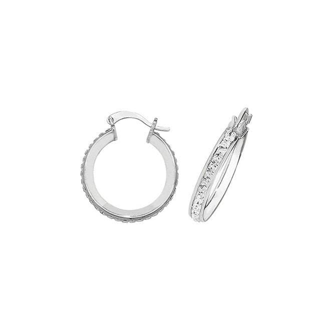 Silver 15mm Crystal Hoop Earrings G51016Acotis Silver JewelleryTH - G51016