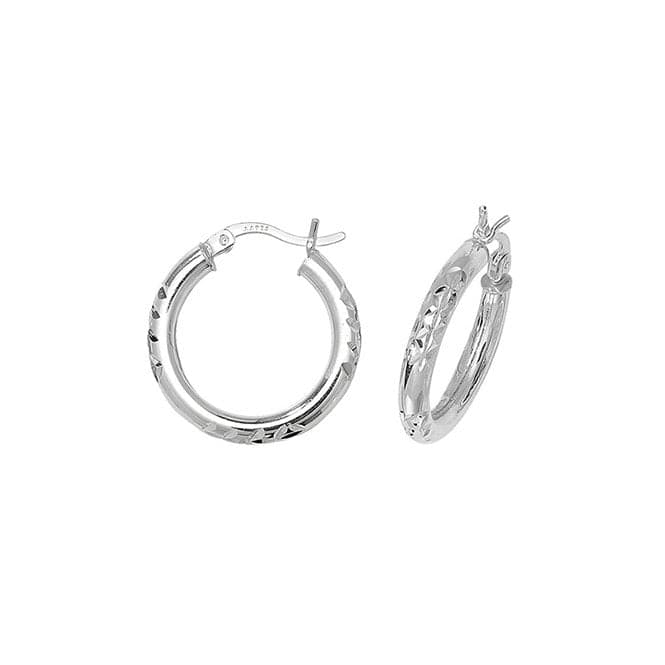 Silver 15mm Dia Cut Hoop Earrings G5703Acotis Silver JewelleryTH - G5703