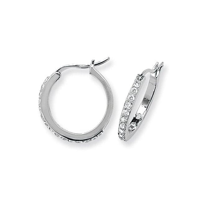 Silver 15mm Zirconia Hoop Earrings G5594Acotis Silver JewelleryTH - G5594