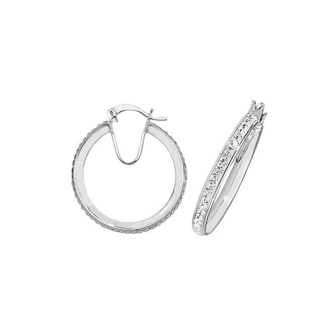 Silver 20mm Crystal Hoop Earrings G51017Acotis Silver JewelleryTH - G51017