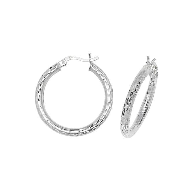 Silver 20mm Dia Cut Hoop Earrings G5696Acotis Silver JewelleryTH - G5696