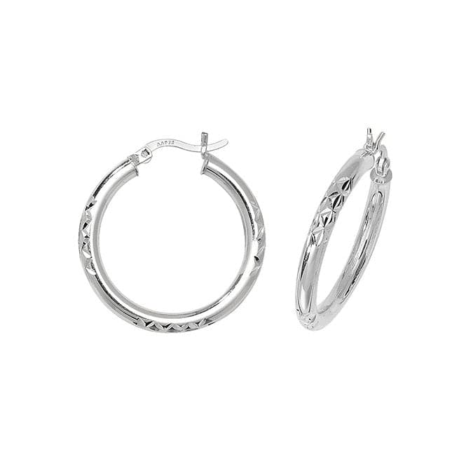 Silver 20mm Dia Cut Hoop Earrings G5704Acotis Silver JewelleryTH - G5704