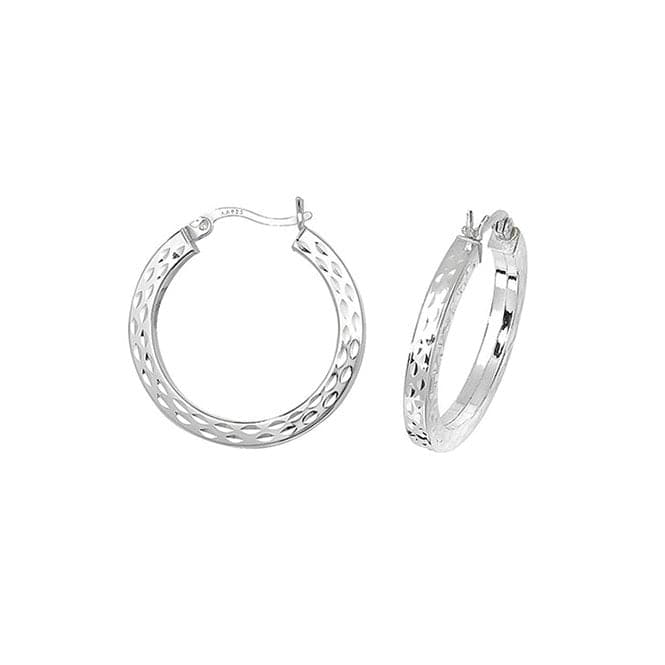 Silver 20mm Dia Cut Hoop Earrings G5732Acotis Silver JewelleryTH - G5732