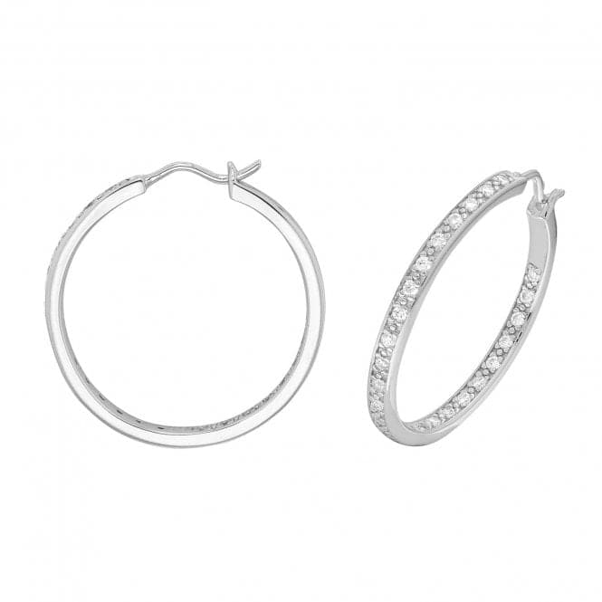 Silver 20mm rhodium Plated Zirconia Hoop Earrings G51210Acotis Silver JewelleryTH - G51210