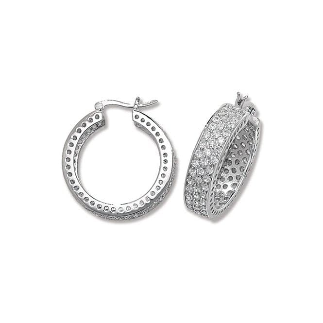 Silver 20mm Zirconia Hoop Earrings G5286Acotis Silver JewelleryTH - G5286