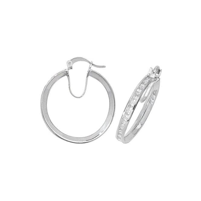 Silver 20mm Zirconia Hoop Earrings G5899Acotis Silver JewelleryTH - G5899