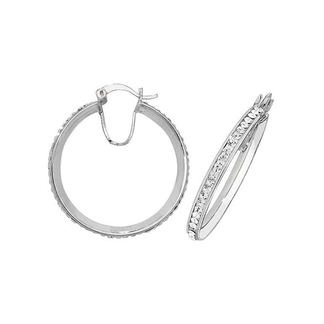 Silver 25mm Crystal Hoop Earrings G51018Acotis Silver JewelleryTH - G51018