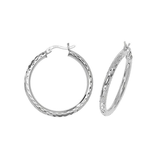 Silver 25mm Dia Cut Hoop Earrings G5697Acotis Silver JewelleryTH - G5697