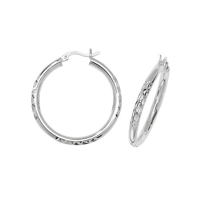 Silver 25mm Dia Cut Hoop Earrings G5705Acotis Silver JewelleryTH - G5705